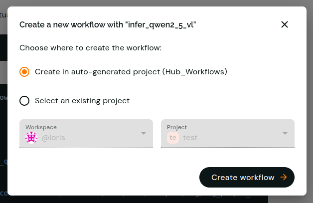 Screenshot of the deployment modal from Ikomia HUB